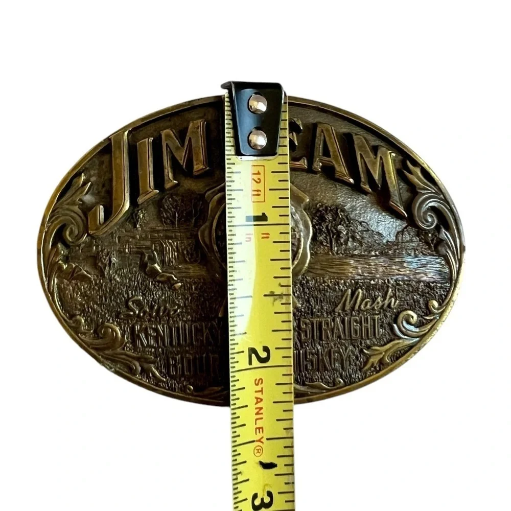 Vintage Jim Beam Sour Mash Whiskey Gold Belt Buckle 1990s Streetwear Western 90s